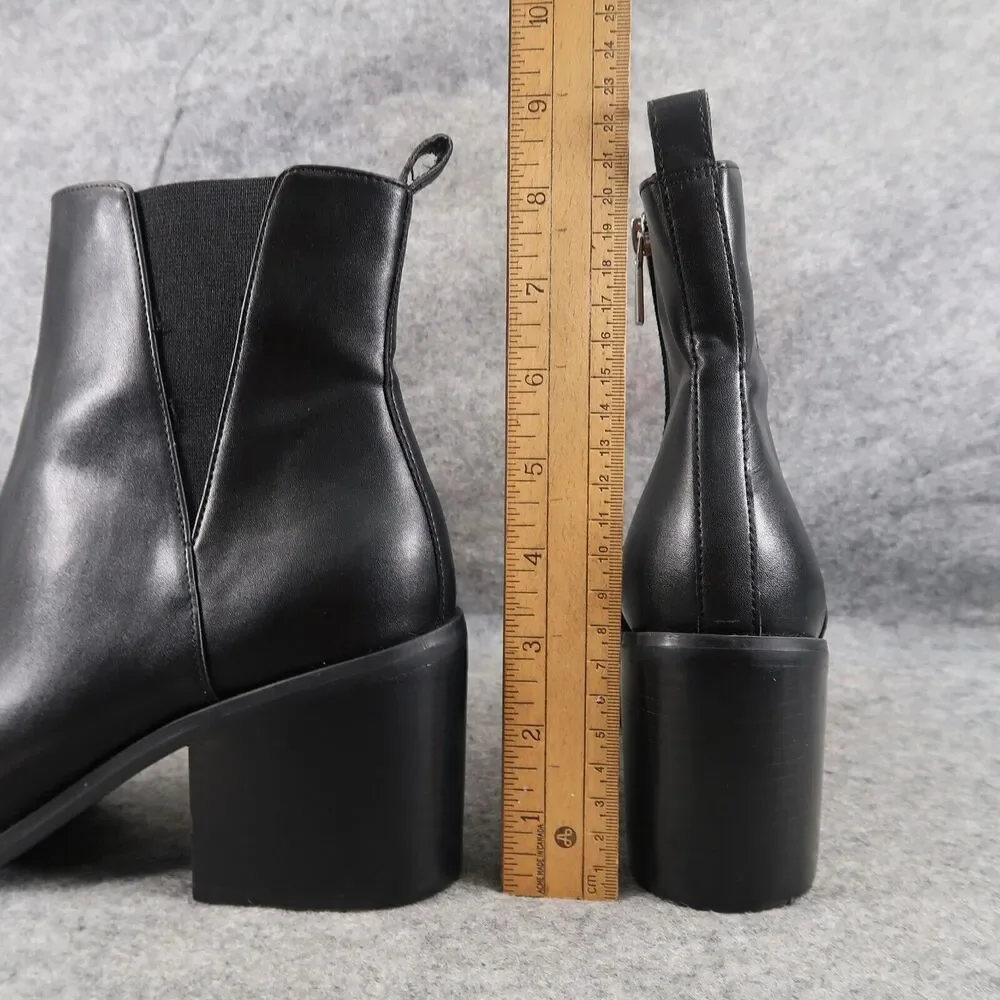 BP Shoes Womens 8 Booties Fashion Block Heel Black Classic Gore Panel Zip Baylee